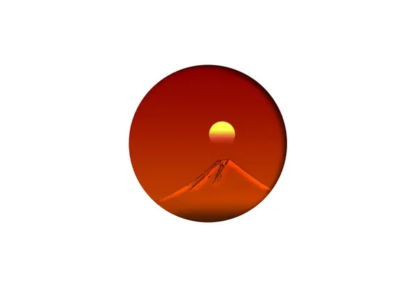 Japán Zászló Fuji Hegy Illusztrációja — Stock Fotó