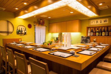 Geleneksel Japon restoranının iç dekorasyonu