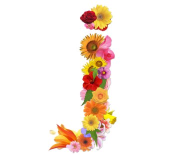 Çiçeklerden gelen renkli alfabe harfi j