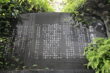 Çin el yazısı hiyerogliflerinin olduğu anıtın görüntüsü.