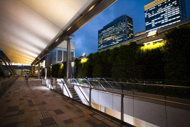 Chuo Ward, Tokyo 'da. Alacakaranlıkta Tokyo İstasyonu 'nun Yaesu çıkışındaki insanlar. İstasyonla bütünleşen binaların adı Gran Tokyo