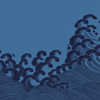 Deniz dalgaları ve resimlerle soyut geometrik desen