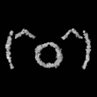 Esmer arkaplanda dumandan yapılmış komik tabela