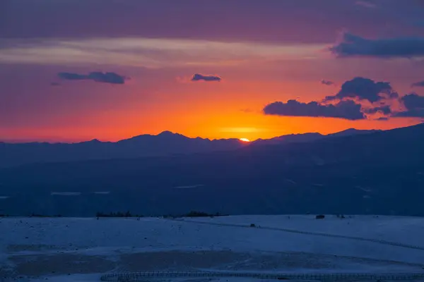Beautiful Sunset Mountains Winter — Stock Photo, Image