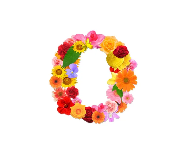 Lettre Fleurs Colorées Isolées Sur Fond Blanc Rendu — Photo