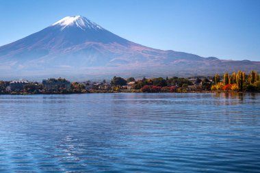 Göl ve mavi gökyüzü olan dağ manzarası