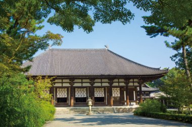 Tapınak manzarası, geleneksel Japon mimarisi.