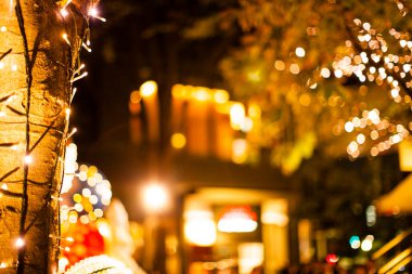 Bokeh ışıkları, Noel ağacı, çelenk, bokeh.