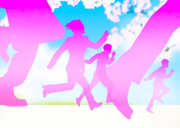 Silhouettes Running Business People Abstract Background — Stock Photo, Image