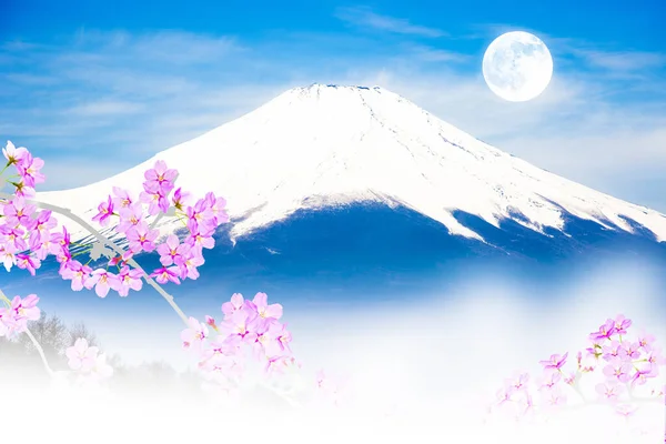 Kiraz Çiçekleriyle Fuji Dağı Japonya — Stok fotoğraf