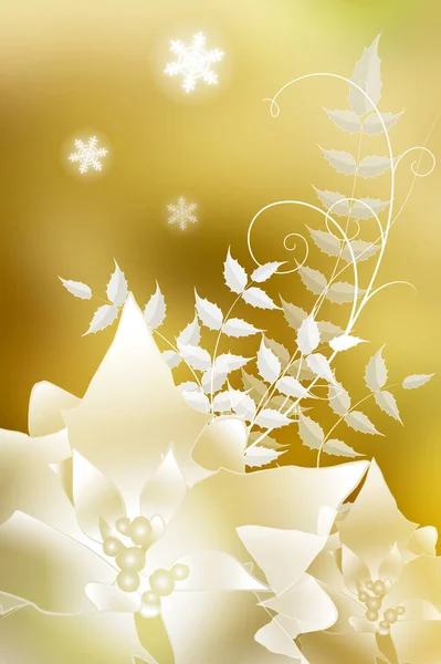 抽象的な白い黄金の背景と花 — ストック写真