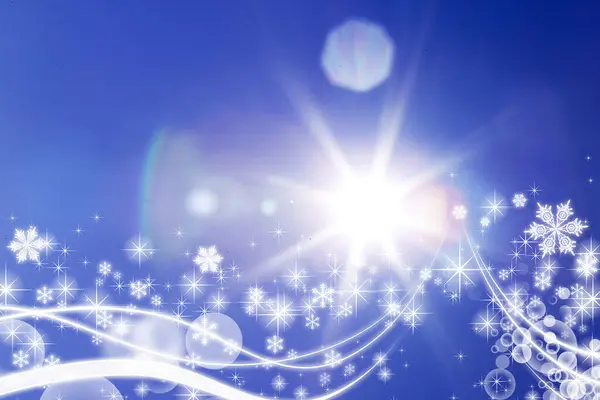 Fondo Navidad Con Copos Nieve Blancos Azul Claro —  Fotos de Stock