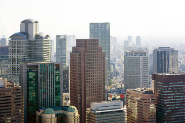 Modern cityscape, urban skyline background view