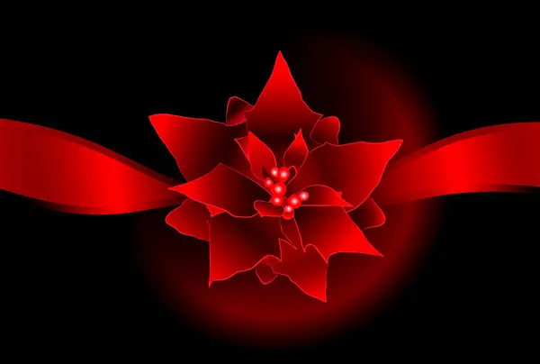 Bela Flor Vermelha Abstrata Fundo Preto Decoração Natal — Fotografia de Stock