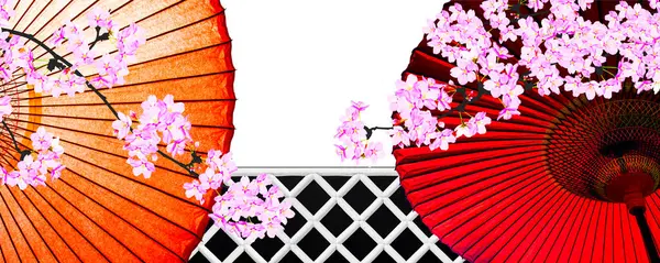 Japanese traditional umbrellas, asian cailture concept illustration