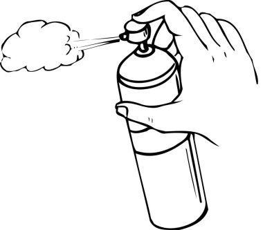 Elinde sprey şişesi