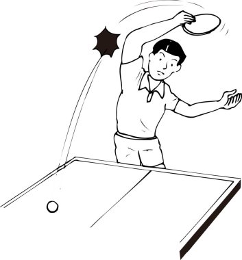 Masa tenisi oynayan adamın basit siyah çizimi