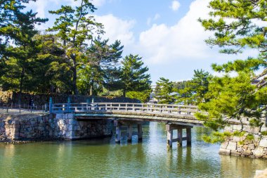 Sabahları şehir parkının güzel manzarası, Japonya.