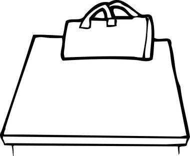 Masadaki spor çantasının çizim çizimi..