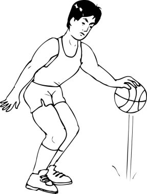 Basket oynayan bir adamın basit siyah silüeti.