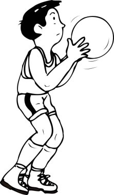 Basket oynayan çocuğun basit siyah silüeti