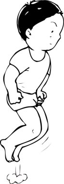  Beyaz arka planda atlayan sevimli bir çocuğun resmi 