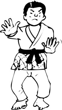 Karatecinin basit siyah çizimi