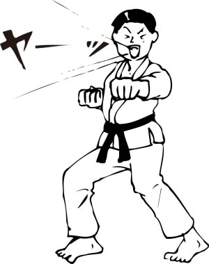 Karatecinin basit siyah çizimi