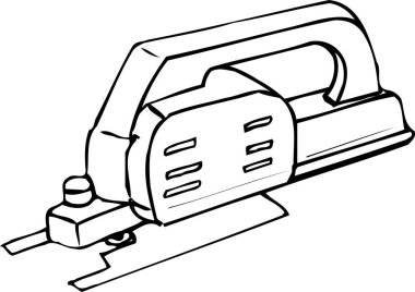 Yapboz gibi bir elektrikli aletin siyah beyaz çizimi.