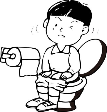 Tuvalet sırası simgesi siluetinde oturan çocuk