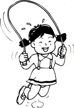  İp atlayan çizgi film kızı çizimi 