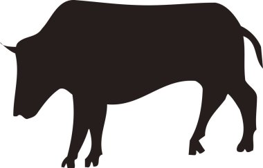 siyah basit bir siluet boğa çizimi 
