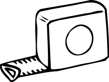 Bir mezuranın siyah beyaz çizgi çizim çizimi.