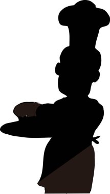 Şef simgesinin basit siyah silüeti