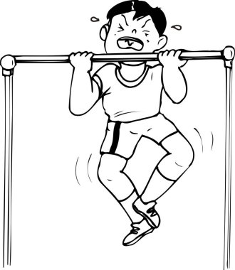 Spor salonunda egzersiz yapan bir adam. siyah ve beyaz basit illüstrasyon