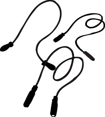 Atlama ipi, beyaz arkaplanda izole edilmiş basit siyah beyaz illüstrasyon