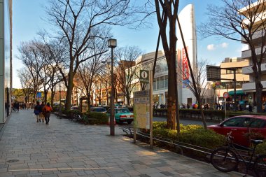 Japon mimarisinin ve yürüyen insanların gündüz çekimleri.