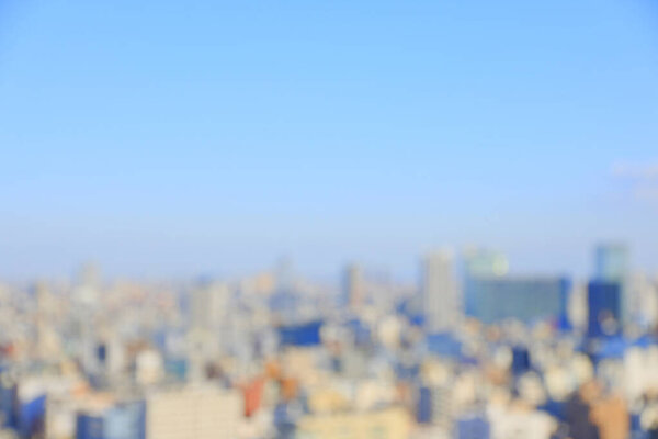 Blurred aerial view of Tokyo cityscape, Japan