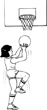 Basketbol oynayan bir kızın siyah silüeti