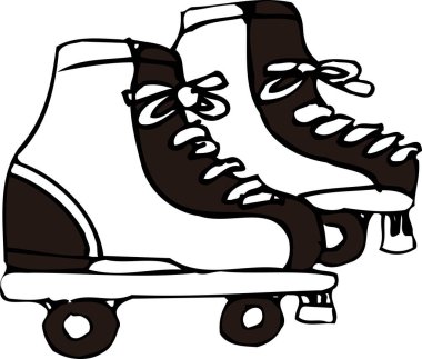  Beyaz arkaplanda izole edilmiş paten ayakkabıları çizimi.