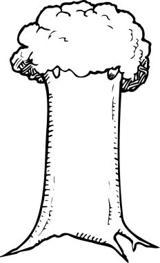 Beyaz arkaplanda uzun ağaç karikatürü