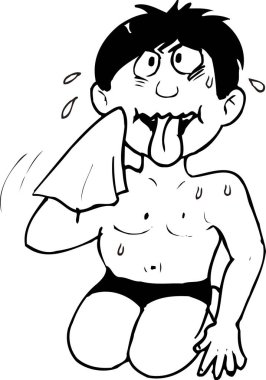  Çizgi filmci çocuk sıcak havada terliyor. 