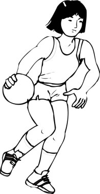 Genç kız ileri doğru koşarken top sürüyor.