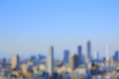 Tokyo şehir manzarasının bulanık hava manzarası, Japonya