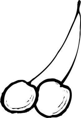 kiraz ikonu ana hatları siyah siluet çizimi