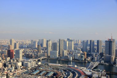Tokyo şehrinin gökyüzü manzarası, Japonya
