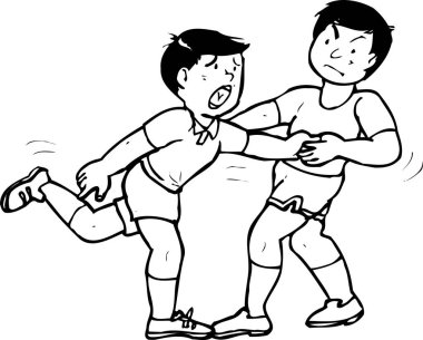 Beyaz arka planda izole edilmiş iki siyah beyaz erkek çocuğu.