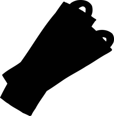 Saplı iki kağıt alışveriş çantasının siyah beyaz çizimi.