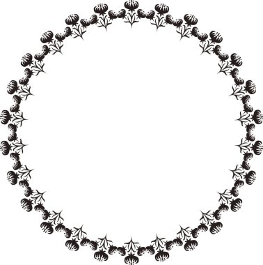 Çiçek çerçeve simgesi siyah siluet çizimi