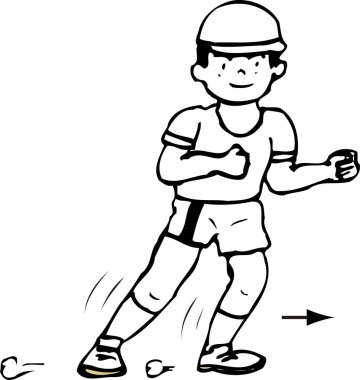 Koşan bir çocuğun karikatür çizimi..